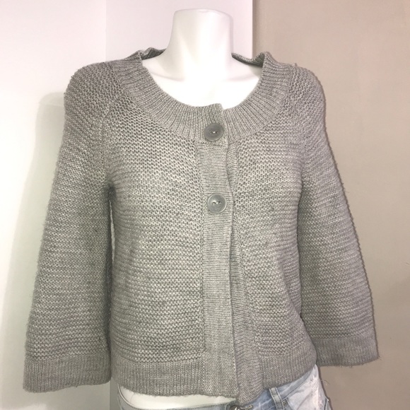 Jacob Light Grey Ribbed ThickKnit Cropped Cardigan - Picture 2 of 10